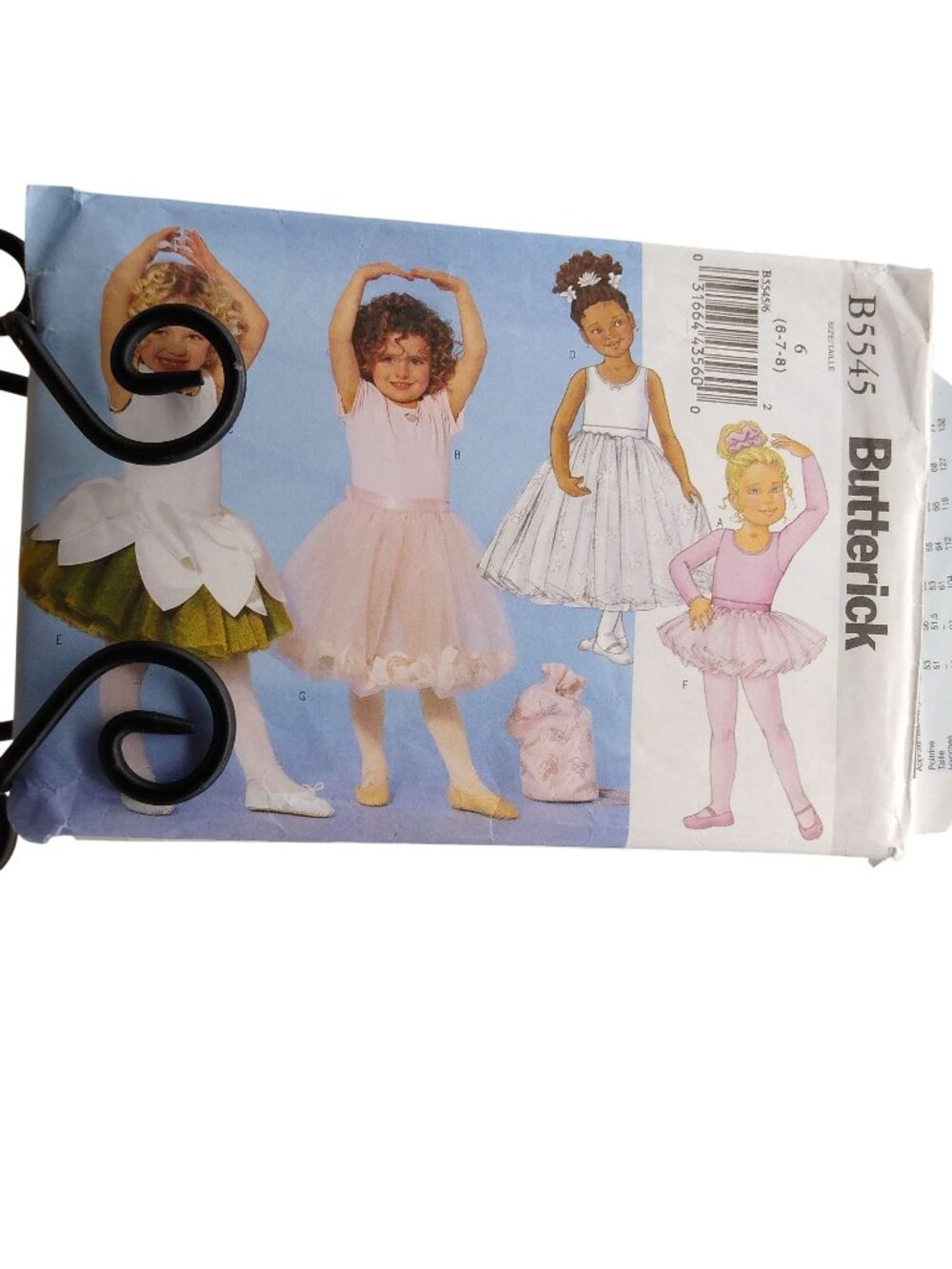 UNCUT Sewing PATTERN Butterick B5545, 2010 Kids Easy Ballerina Halloween Costume